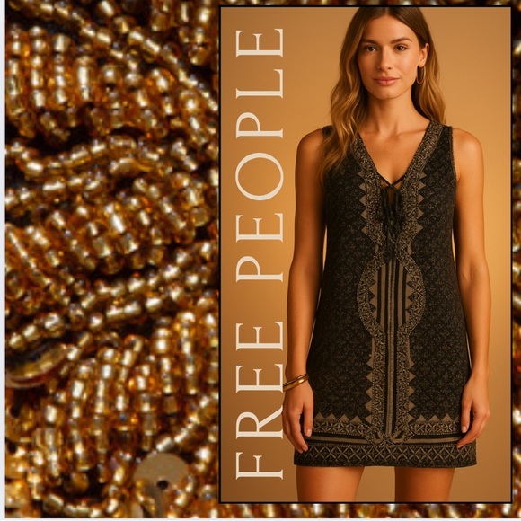 Free People,HEAVILY BEADED, Diamonds & Snakes Dress, Excellent Condition,Size XS - Picture 2 of 9